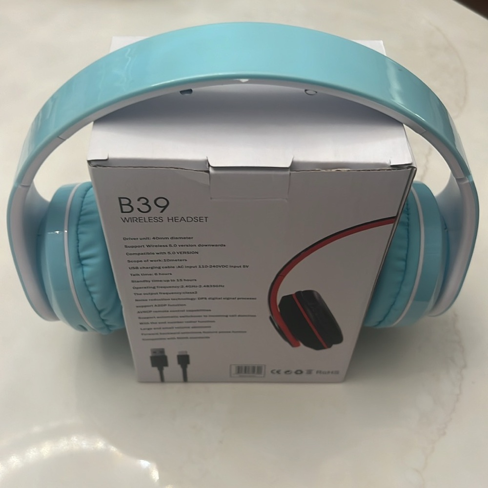 New In Box B39 Wireless Headphones - Light Blue